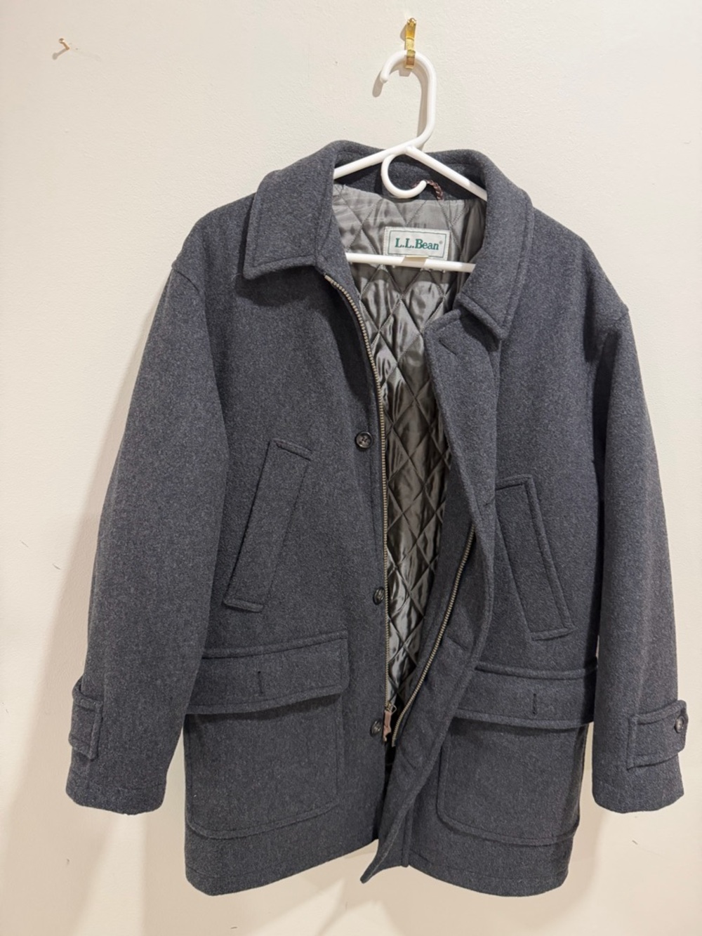 Vintage L.L. Bean Quilted-Lined Wool field peacoat